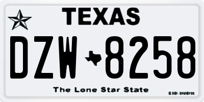 TX license plate DZW8258