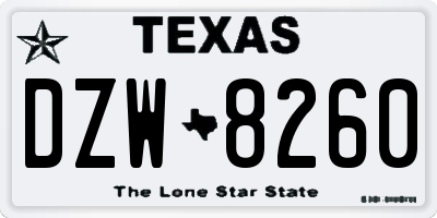 TX license plate DZW8260