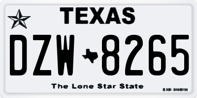 TX license plate DZW8265