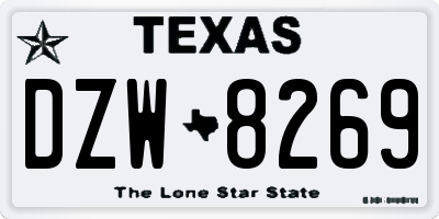 TX license plate DZW8269