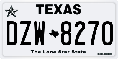 TX license plate DZW8270