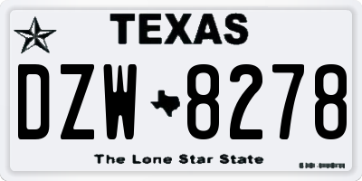 TX license plate DZW8278