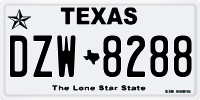 TX license plate DZW8288