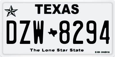 TX license plate DZW8294