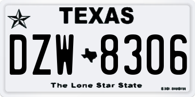 TX license plate DZW8306