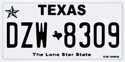TX license plate DZW8309