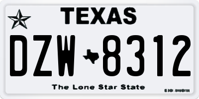 TX license plate DZW8312