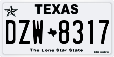 TX license plate DZW8317