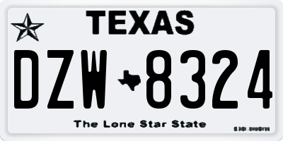 TX license plate DZW8324