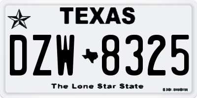 TX license plate DZW8325