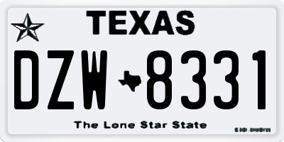 TX license plate DZW8331