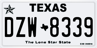 TX license plate DZW8339