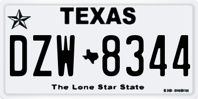 TX license plate DZW8344