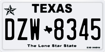TX license plate DZW8345