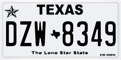 TX license plate DZW8349