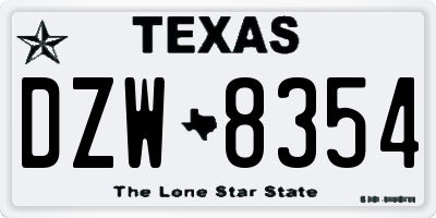TX license plate DZW8354