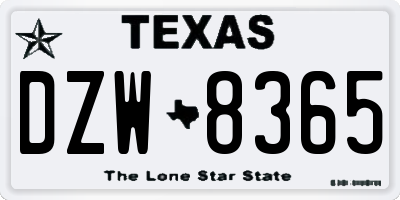 TX license plate DZW8365