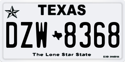 TX license plate DZW8368