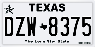 TX license plate DZW8375