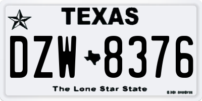 TX license plate DZW8376