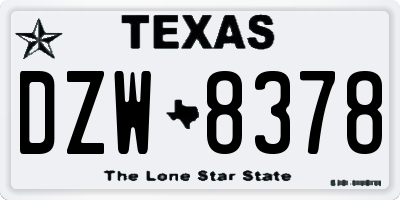 TX license plate DZW8378
