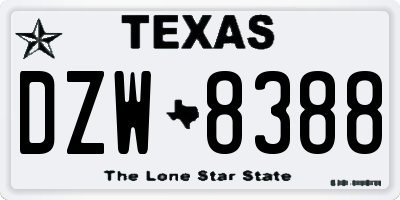 TX license plate DZW8388