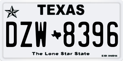 TX license plate DZW8396