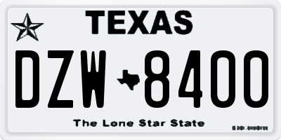 TX license plate DZW8400