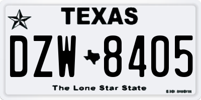 TX license plate DZW8405