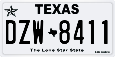 TX license plate DZW8411