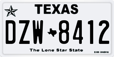 TX license plate DZW8412