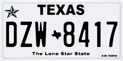TX license plate DZW8417