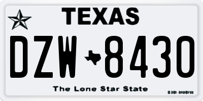 TX license plate DZW8430