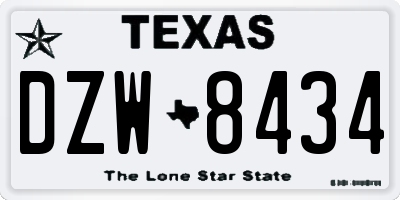 TX license plate DZW8434