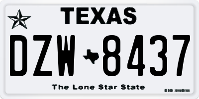 TX license plate DZW8437