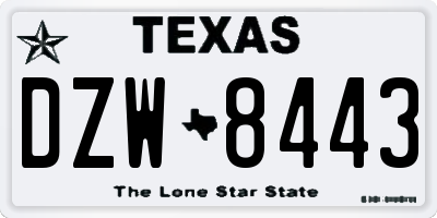 TX license plate DZW8443