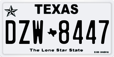 TX license plate DZW8447