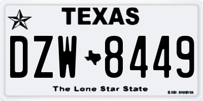 TX license plate DZW8449