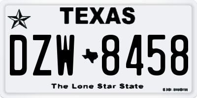 TX license plate DZW8458
