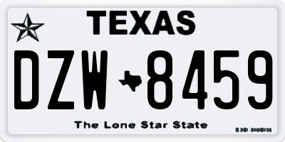 TX license plate DZW8459