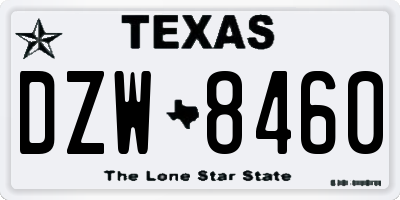 TX license plate DZW8460