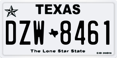 TX license plate DZW8461