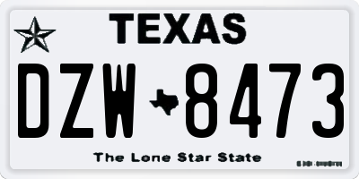 TX license plate DZW8473