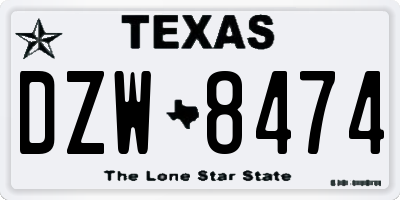 TX license plate DZW8474
