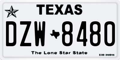 TX license plate DZW8480