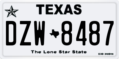 TX license plate DZW8487