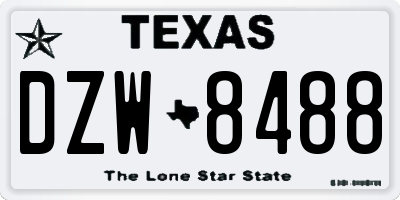 TX license plate DZW8488