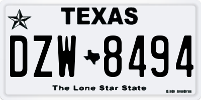 TX license plate DZW8494