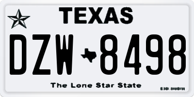 TX license plate DZW8498