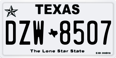 TX license plate DZW8507